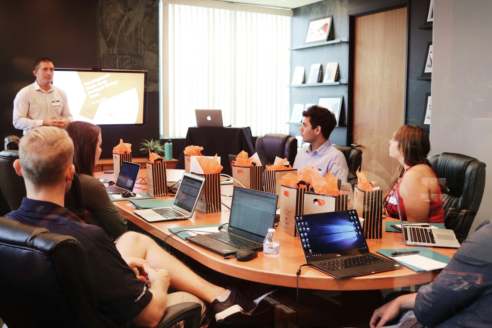 Corporate sales team in a live training session